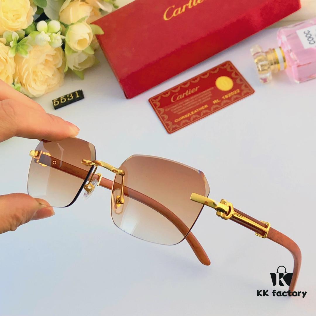 6931acb8ccd8ab3d7afa106d Cartier 2024 New Arrival Wooden Frame Temple Sunglasses, Frameless Fashion Unisex Eyewear