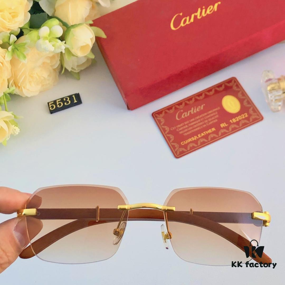 6931acb8ccd8ab3d7afa106e Cartier 2024 New Arrival Wooden Frame Temple Sunglasses, Frameless Fashion Unisex Eyewear
