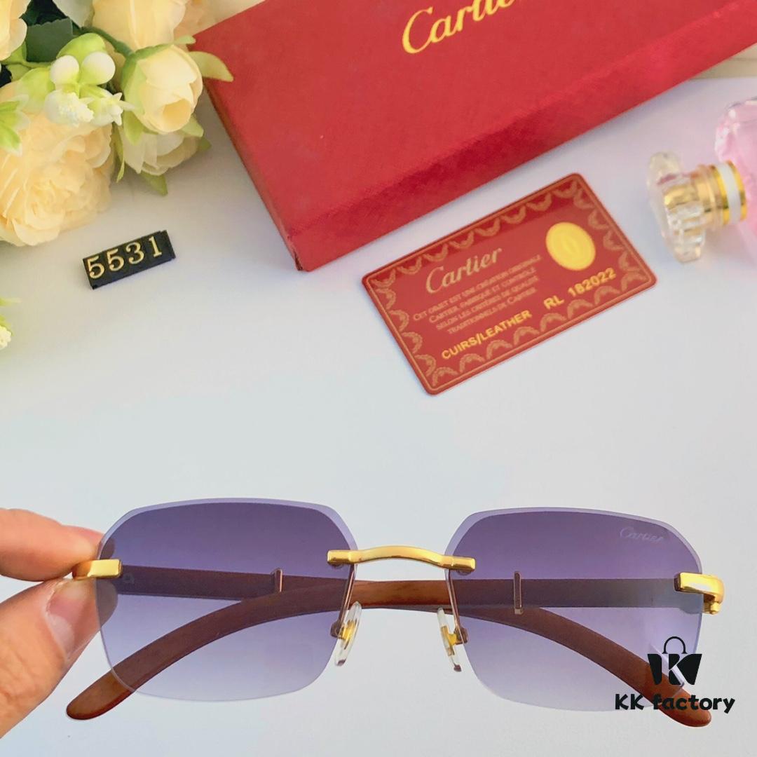 6931acb8ccd8ab3d7afa106f Cartier 2024 New Arrival Wooden Frame Temple Sunglasses, Frameless Fashion Unisex Eyewear