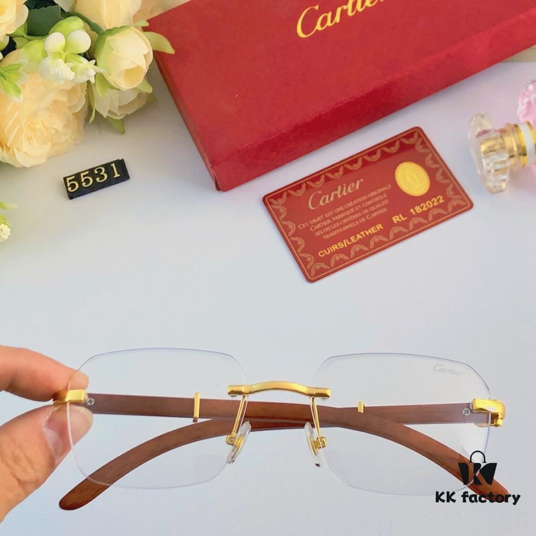 6931acb8ccd8ab3d7afa1070 Cartier 2024 New Arrival Wooden Frame Temple Sunglasses, Frameless Fashion Unisex Eyewear