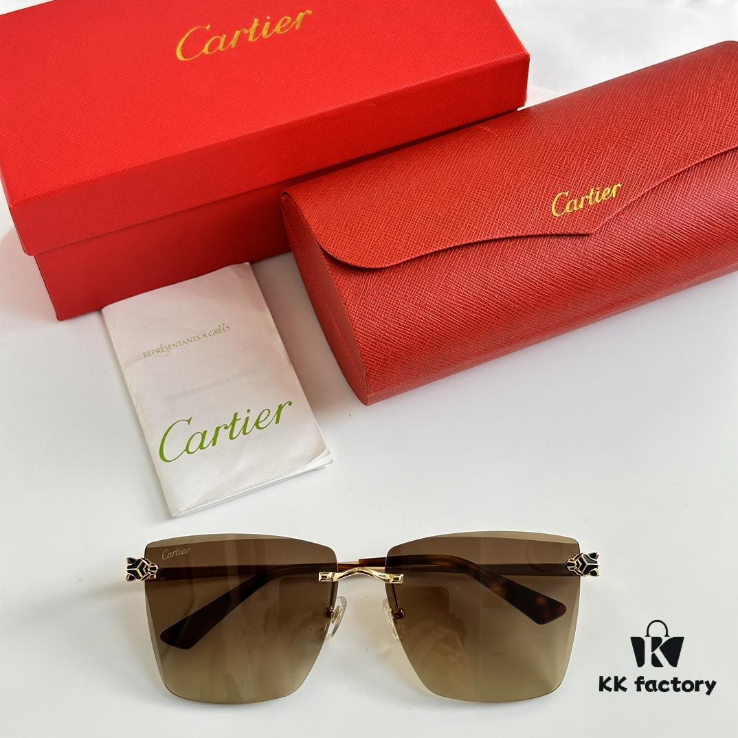 6931acbbccd8ab3d7afa10a0 Classic Painted Leopard Head Cartier Gold-Plated CT0397S Sunglasses