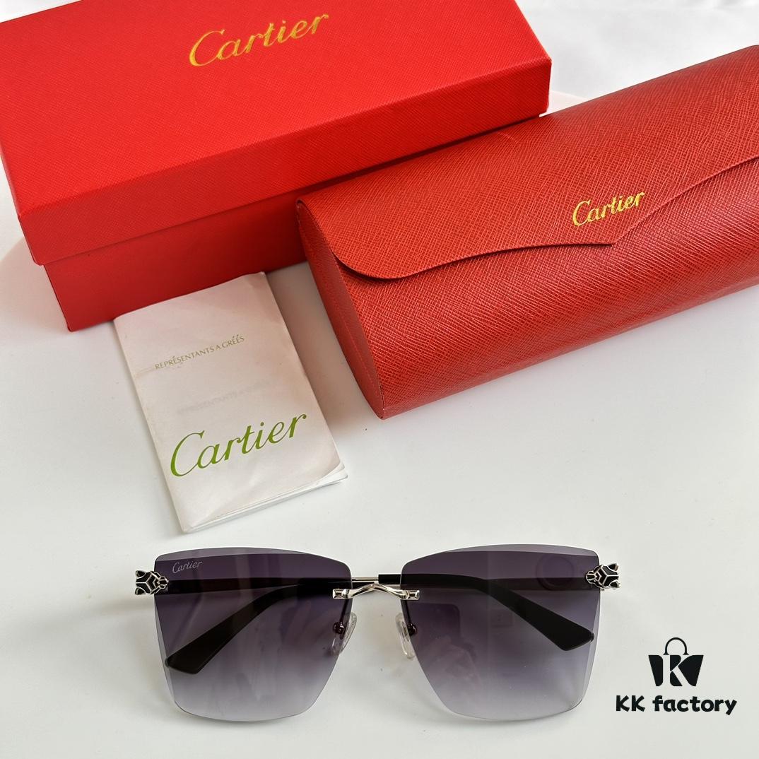 6931acbbccd8ab3d7afa10a1 Classic Painted Leopard Head Cartier Gold-Plated CT0397S Sunglasses