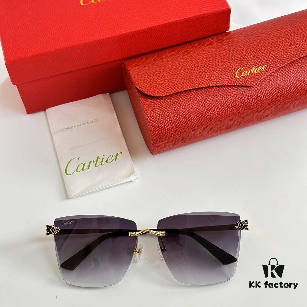 6931acbbccd8ab3d7afa10a2 Classic Painted Leopard Head Cartier Gold-Plated CT0397S Sunglasses