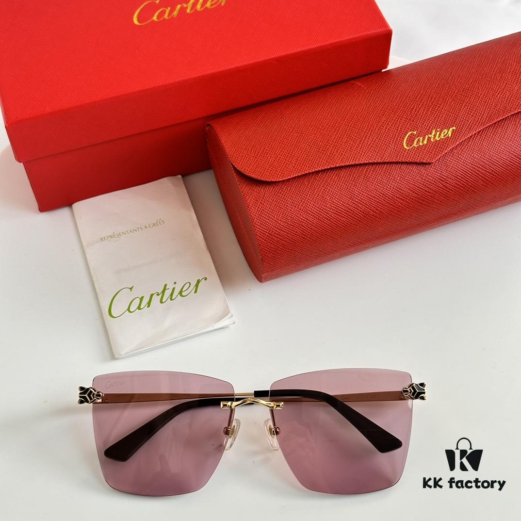 6931acbcccd8ab3d7afa10a3 Classic Painted Leopard Head Cartier Gold-Plated CT0397S Sunglasses