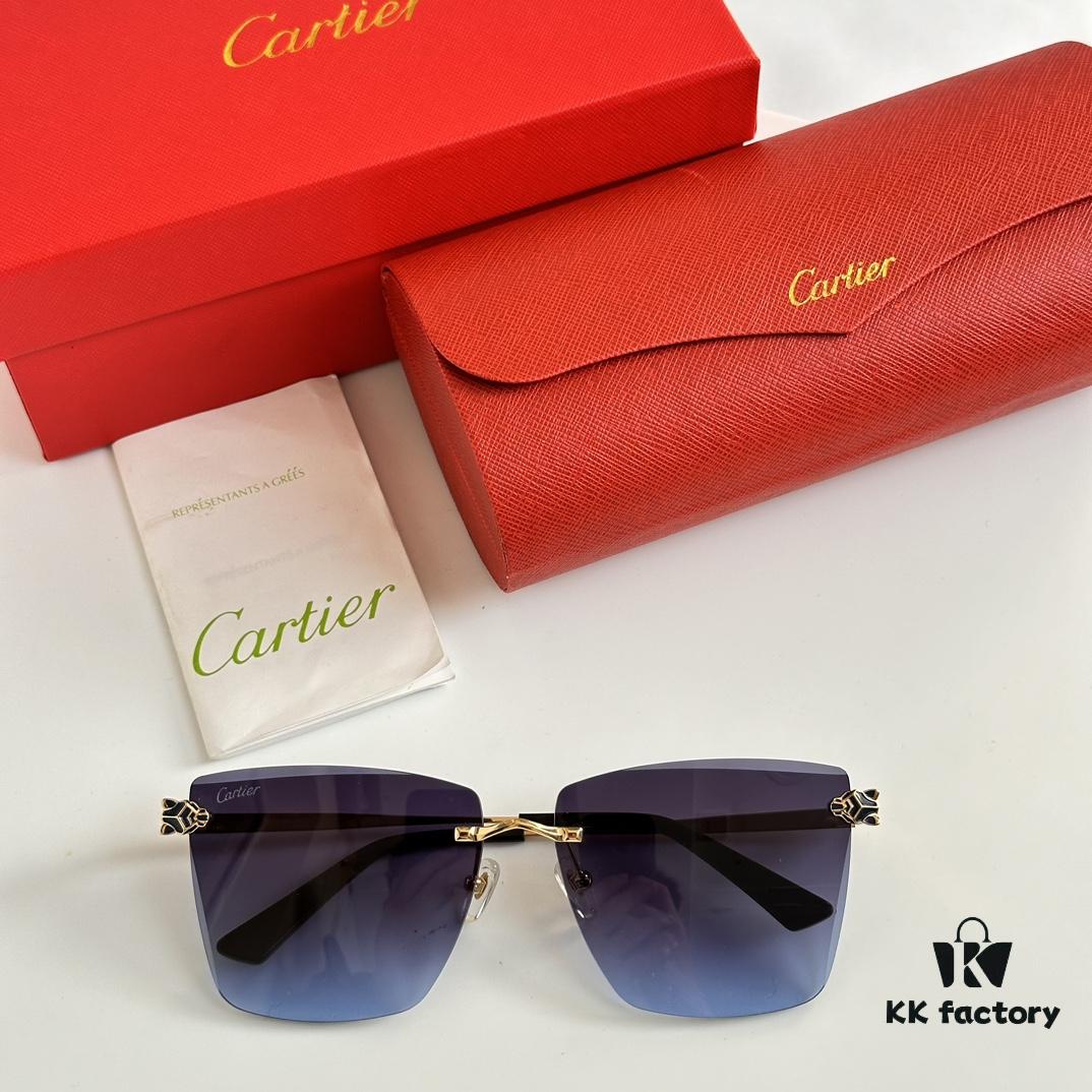6931acbcccd8ab3d7afa10a5 Classic Painted Leopard Head Cartier Gold-Plated CT0397S Sunglasses
