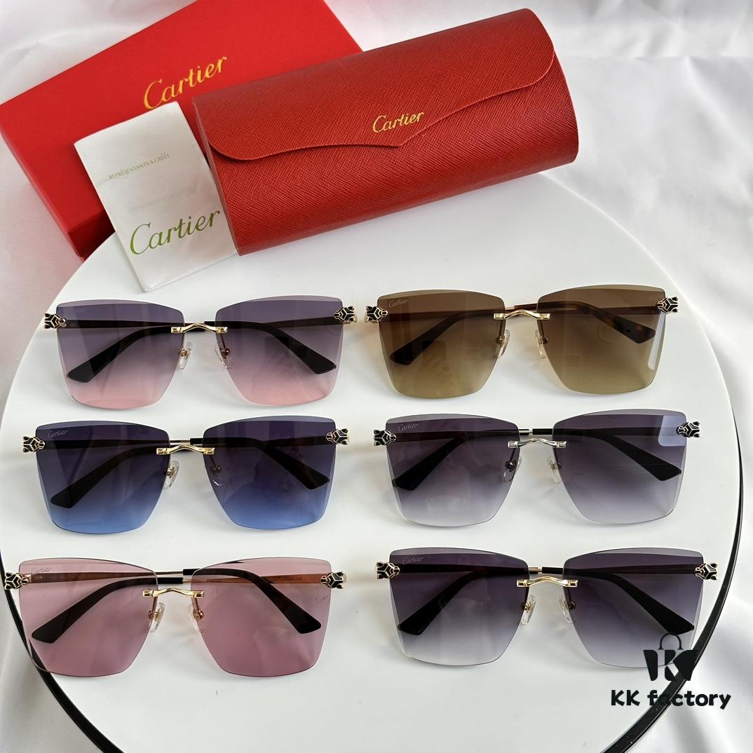 6931acbcccd8ab3d7afa10a7 Classic Painted Leopard Head Cartier Gold-Plated CT0397S Sunglasses