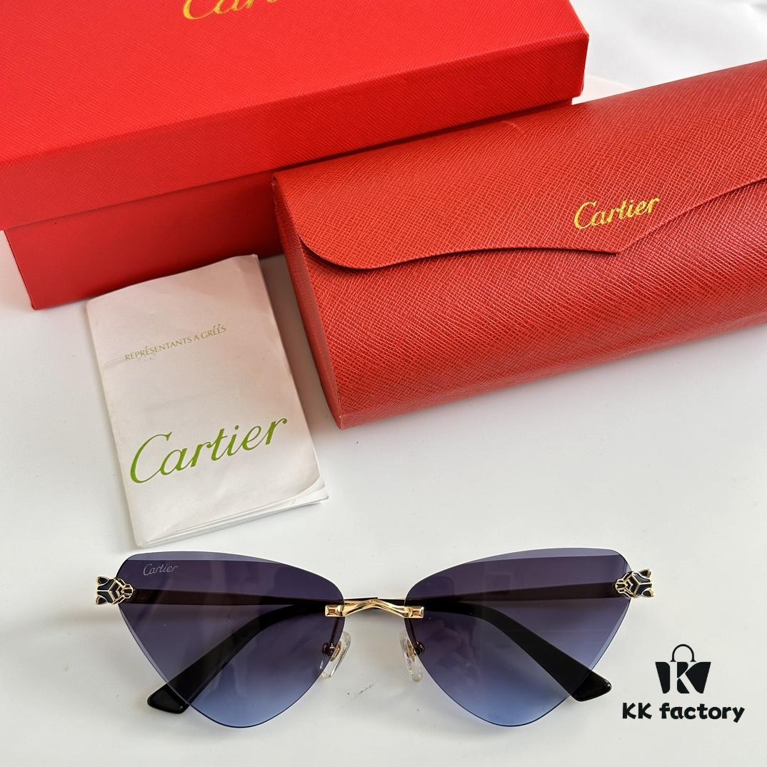 CARTIER CT0399S Almond-Shaped Polished Gold-Plated Cheetah Sunglasses