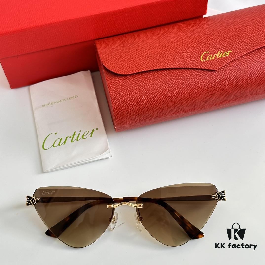CARTIER CT0399S Almond-Shaped Polished Gold-Plated Cheetah Sunglasses