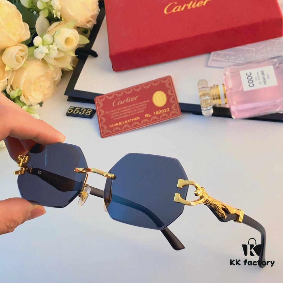 6931acbfccd8ab3d7afa10cf Cartier New Model Stylish Frameless Panther Decorated Sunglasses, Retro Fashion Unisex Driving Sun Glasses