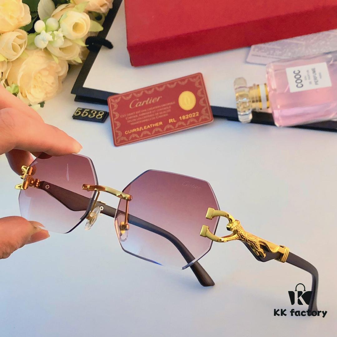 6931acbfccd8ab3d7afa10d1 Cartier New Model Stylish Frameless Panther Decorated Sunglasses, Retro Fashion Unisex Driving Sun Glasses