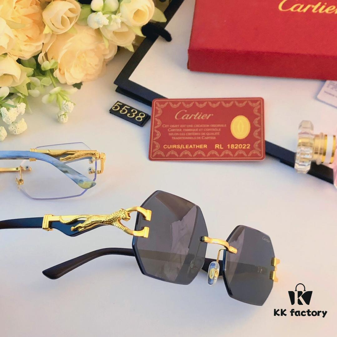 6931acbfccd8ab3d7afa10d5 Cartier New Model Stylish Frameless Panther Decorated Sunglasses, Retro Fashion Unisex Driving Sun Glasses