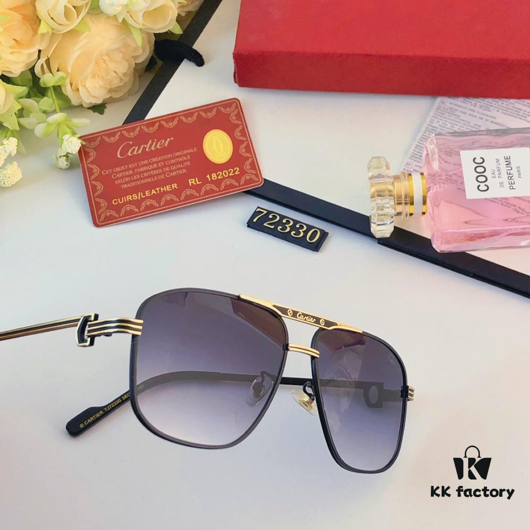 6931acc1ccd8ab3d7afa10f0 Cartier Hong Kong Style Retro Chic Fashion Polygonal Sunglasses for Men, Stylish UV Protection Double-Bridge Sunglasses