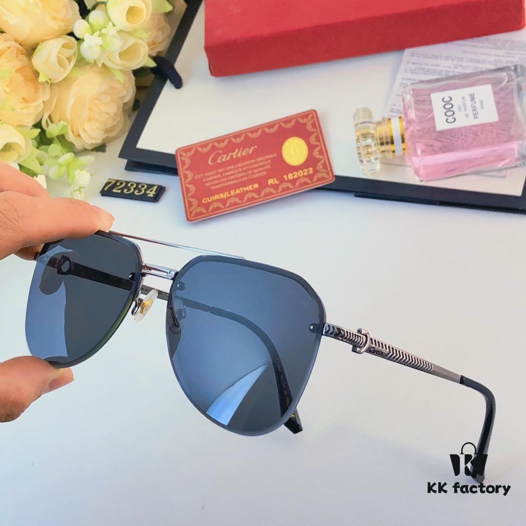 6931acc2ccd8ab3d7afa1107 Cartier 2024 New Large-Frame Sunglasses, Korean-Style Fashionable Sun Glasses, Metal Aviator Shades