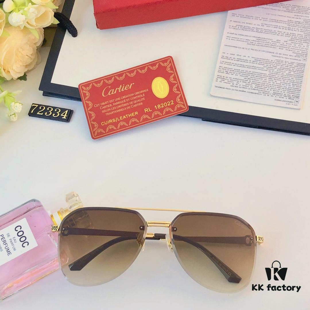 6931acc3ccd8ab3d7afa110a Cartier 2024 New Large-Frame Sunglasses, Korean-Style Fashionable Sun Glasses, Metal Aviator Shades