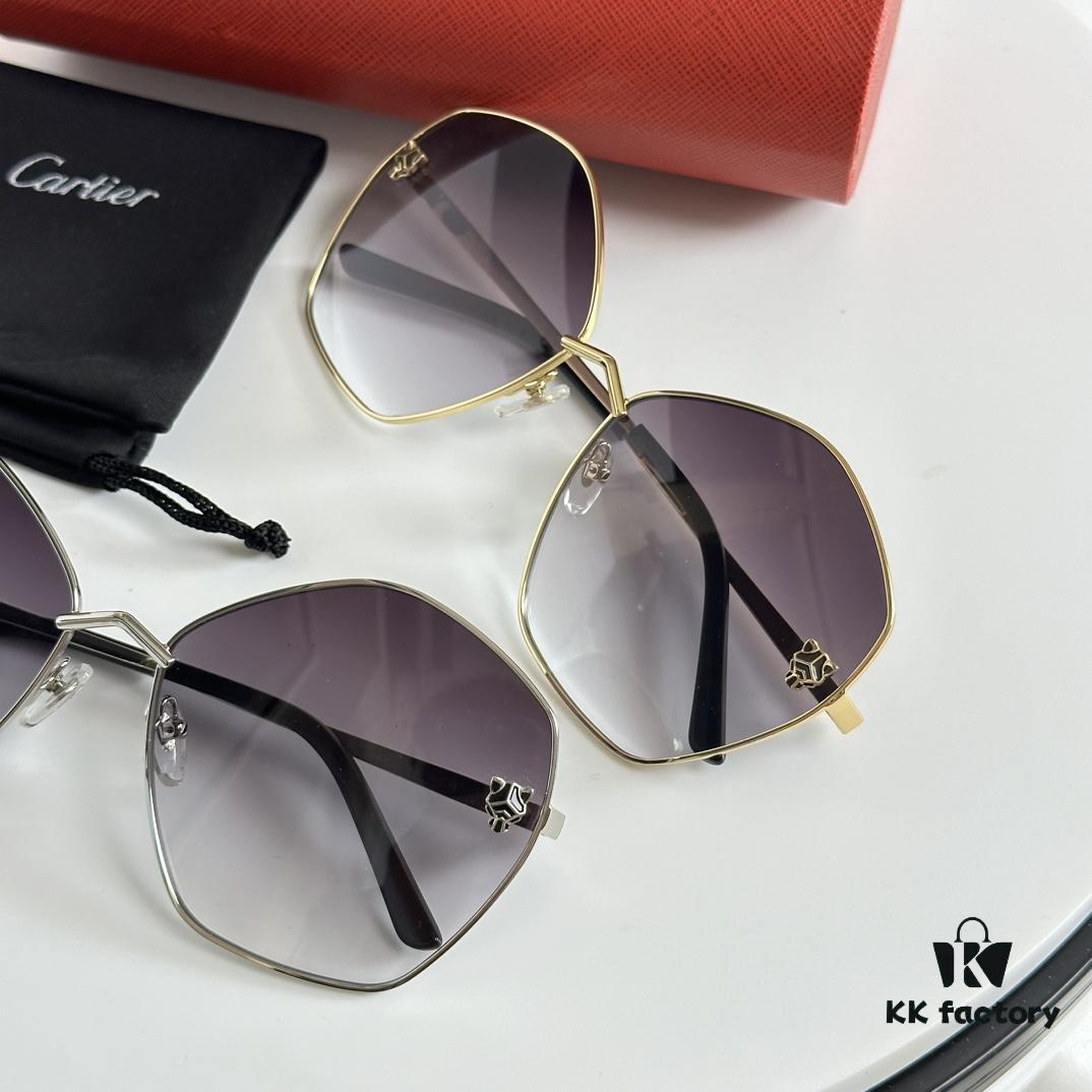 6931accdccd8ab3d7afa11ab 100 New Stylish Cartier Panther Head CT0356 Unisex Sunglasses with Vibrant Dual-Tone Plating, Lifelike 3D Panther Logo