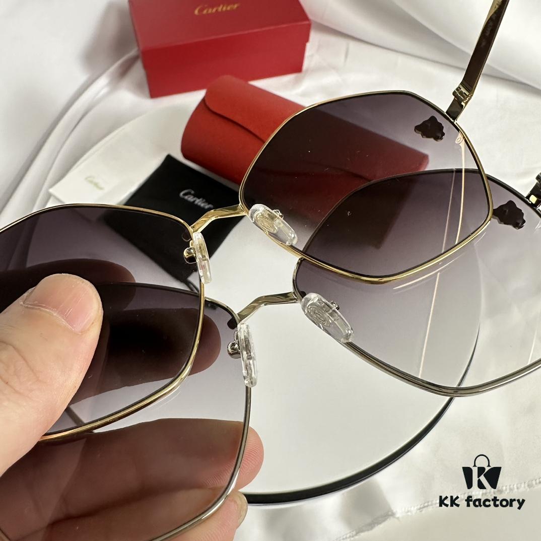 6931accdccd8ab3d7afa11ac 100 New Stylish Cartier Panther Head CT0356 Unisex Sunglasses with Vibrant Dual-Tone Plating, Lifelike 3D Panther Logo