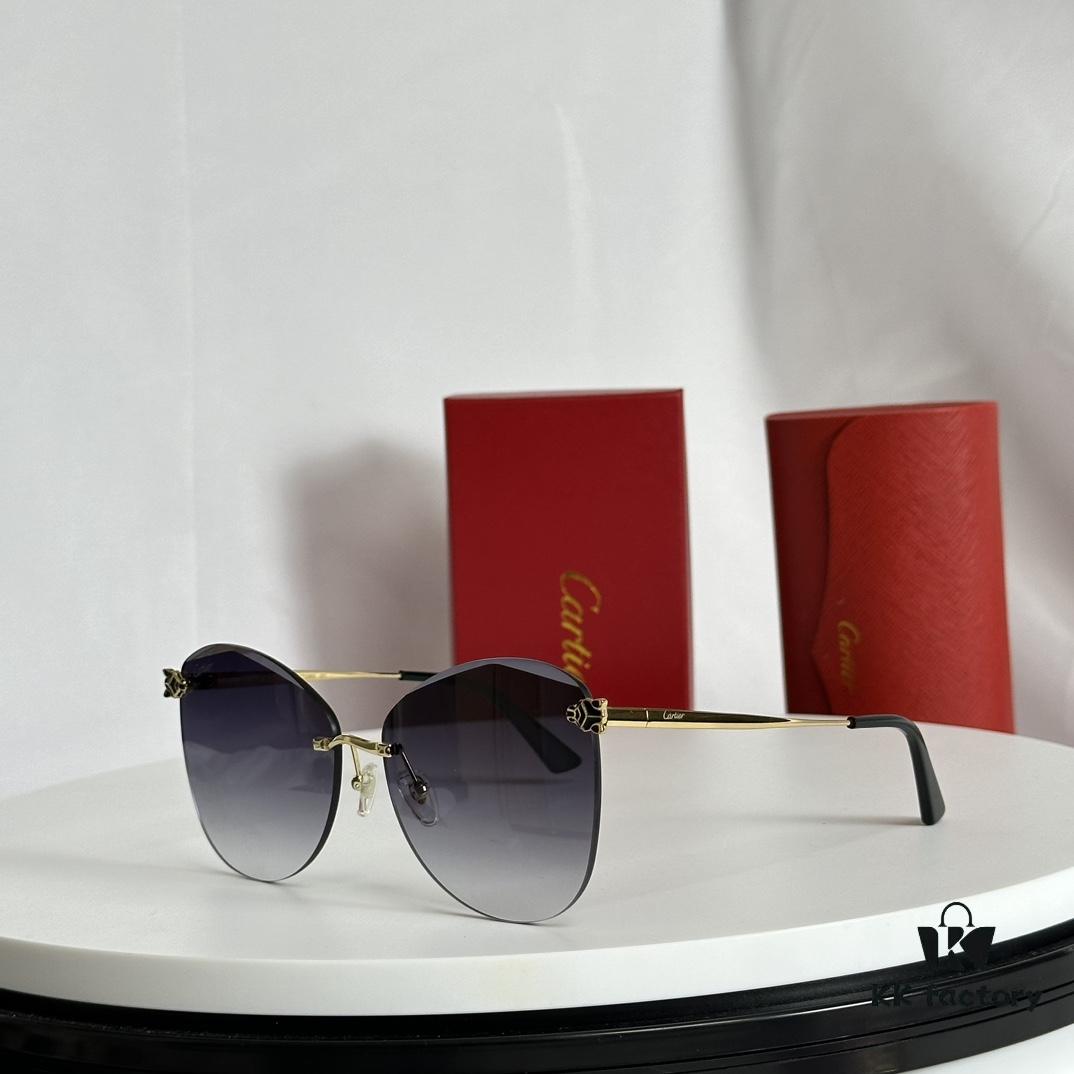 6931acceccd8ab3d7afa11af 110 Cartier Golden Plated Nylon Round Cat-Eye Sunglasses Sun Protection Model CT0398S Size: 62□15-145