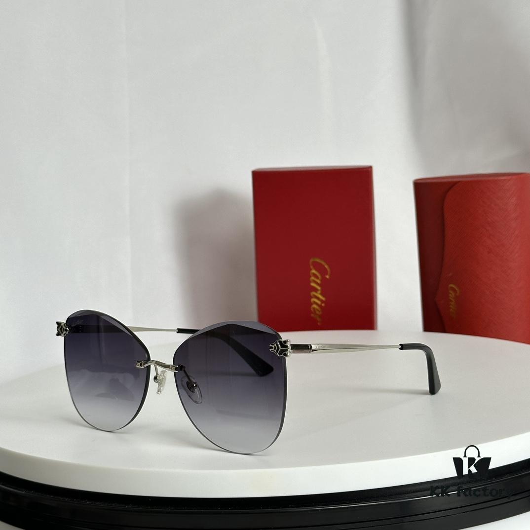 6931acceccd8ab3d7afa11b2 110 Cartier Golden Plated Nylon Round Cat-Eye Sunglasses Sun Protection Model CT0398S Size: 62□15-145