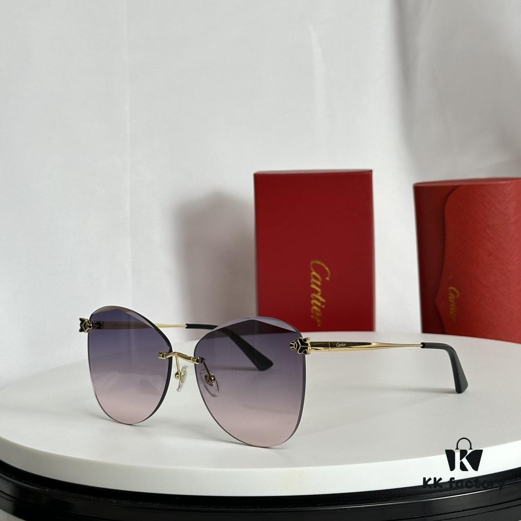 6931acceccd8ab3d7afa11b3 110 Cartier Golden Plated Nylon Round Cat-Eye Sunglasses Sun Protection Model CT0398S Size: 62□15-145