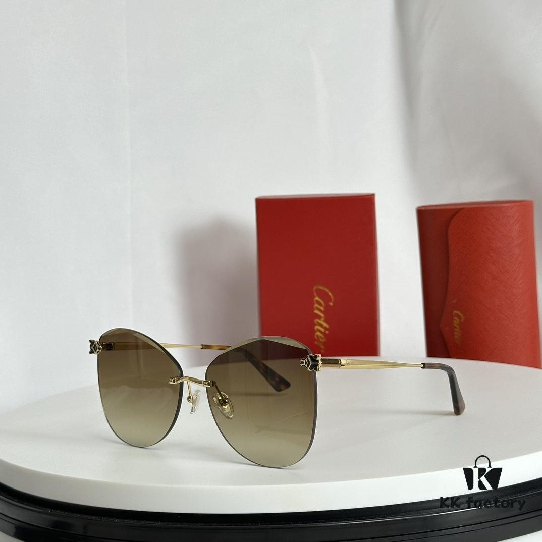 6931acceccd8ab3d7afa11b4 110 Cartier Golden Plated Nylon Round Cat-Eye Sunglasses Sun Protection Model CT0398S Size: 62□15-145