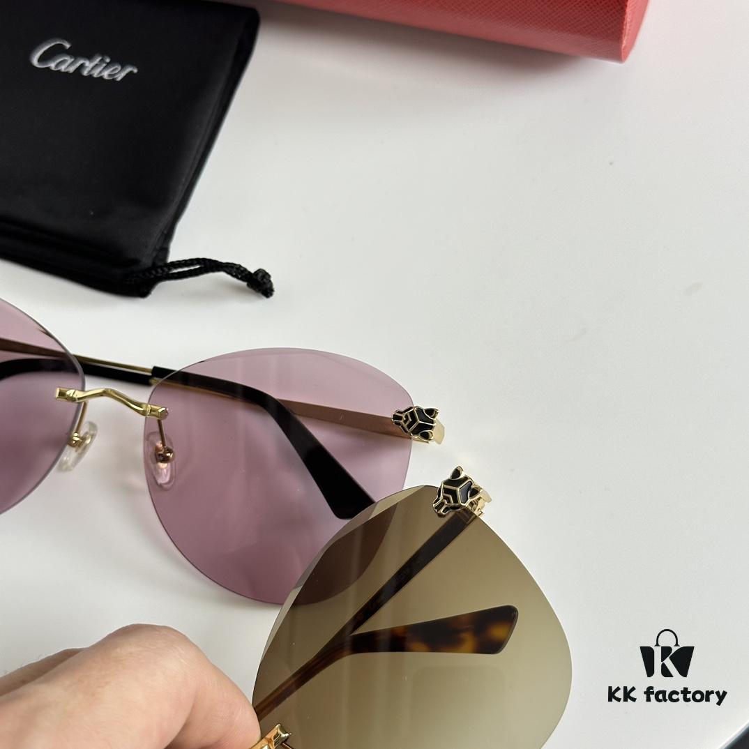 6931acceccd8ab3d7afa11b5 110 Cartier Golden Plated Nylon Round Cat-Eye Sunglasses Sun Protection Model CT0398S Size: 62□15-145