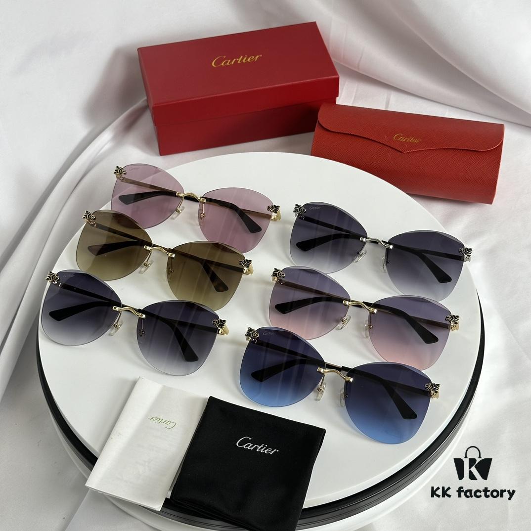 6931acceccd8ab3d7afa11b6 110 Cartier Golden Plated Nylon Round Cat-Eye Sunglasses Sun Protection Model CT0398S Size: 62□15-145