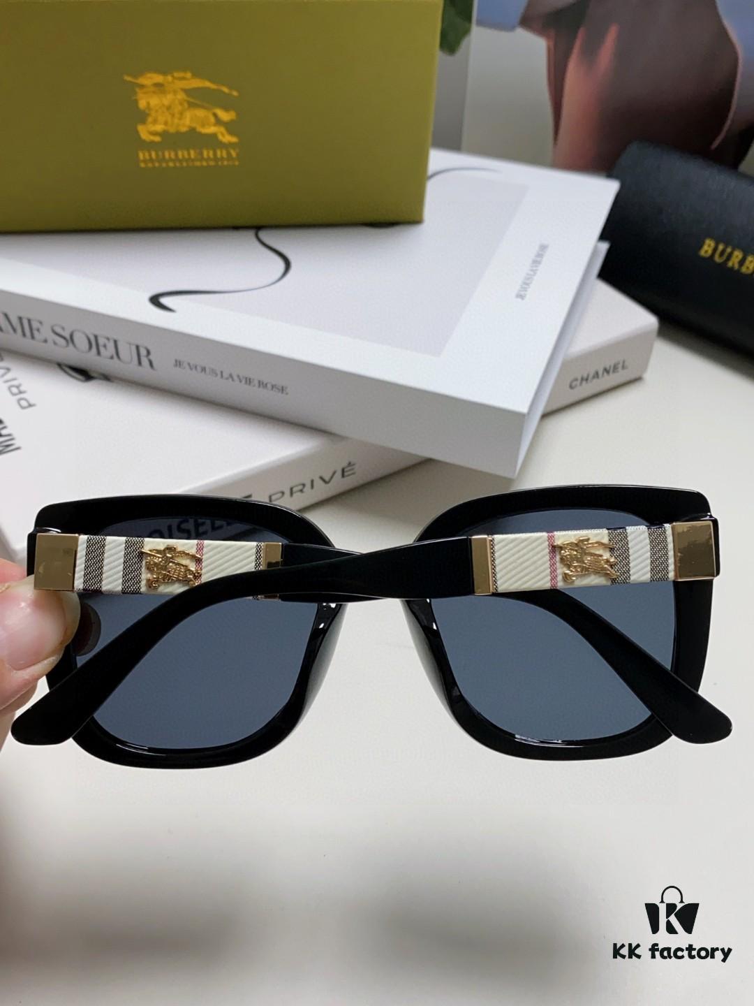 6931ad11ccd8ab3d7afa1577 Burberry 2024 New Korean-Style Oversized Wide-Leg Designer Sunglasses, Unisex Celebrity-Inspired Slimming Aviator Shades with Horse Logo and Classic Plaid Pattern