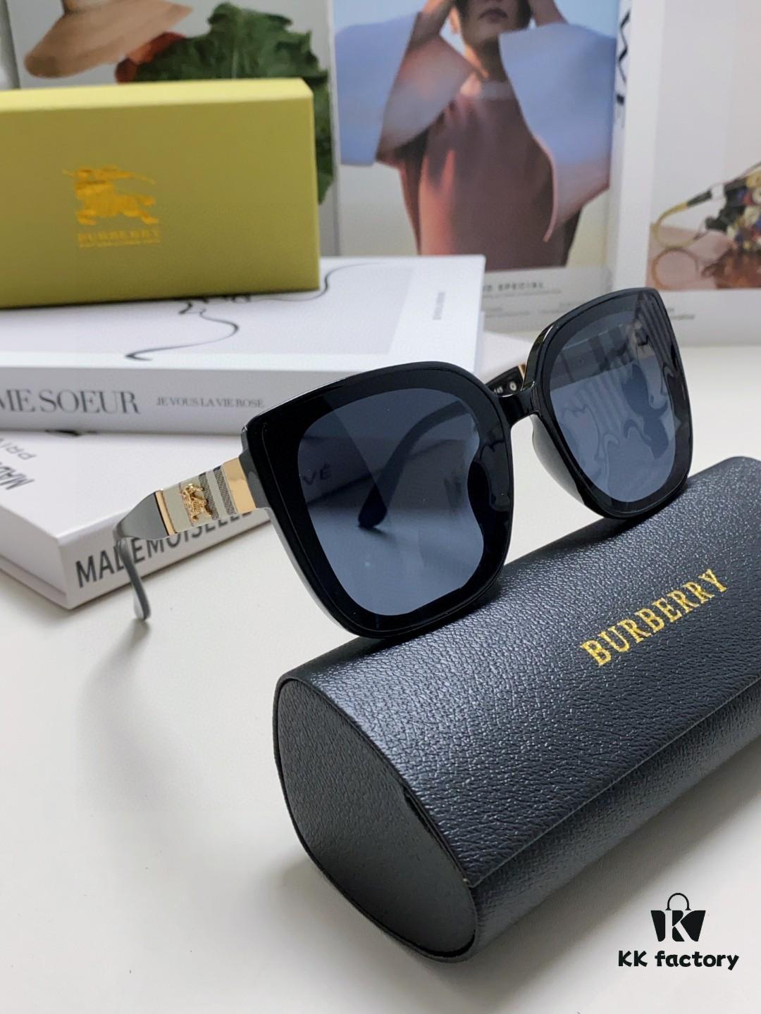 6931ad11ccd8ab3d7afa157a Burberry 2024 New Korean-Style Oversized Wide-Leg Designer Sunglasses, Unisex Celebrity-Inspired Slimming Aviator Shades with Horse Logo and Classic Plaid Pattern