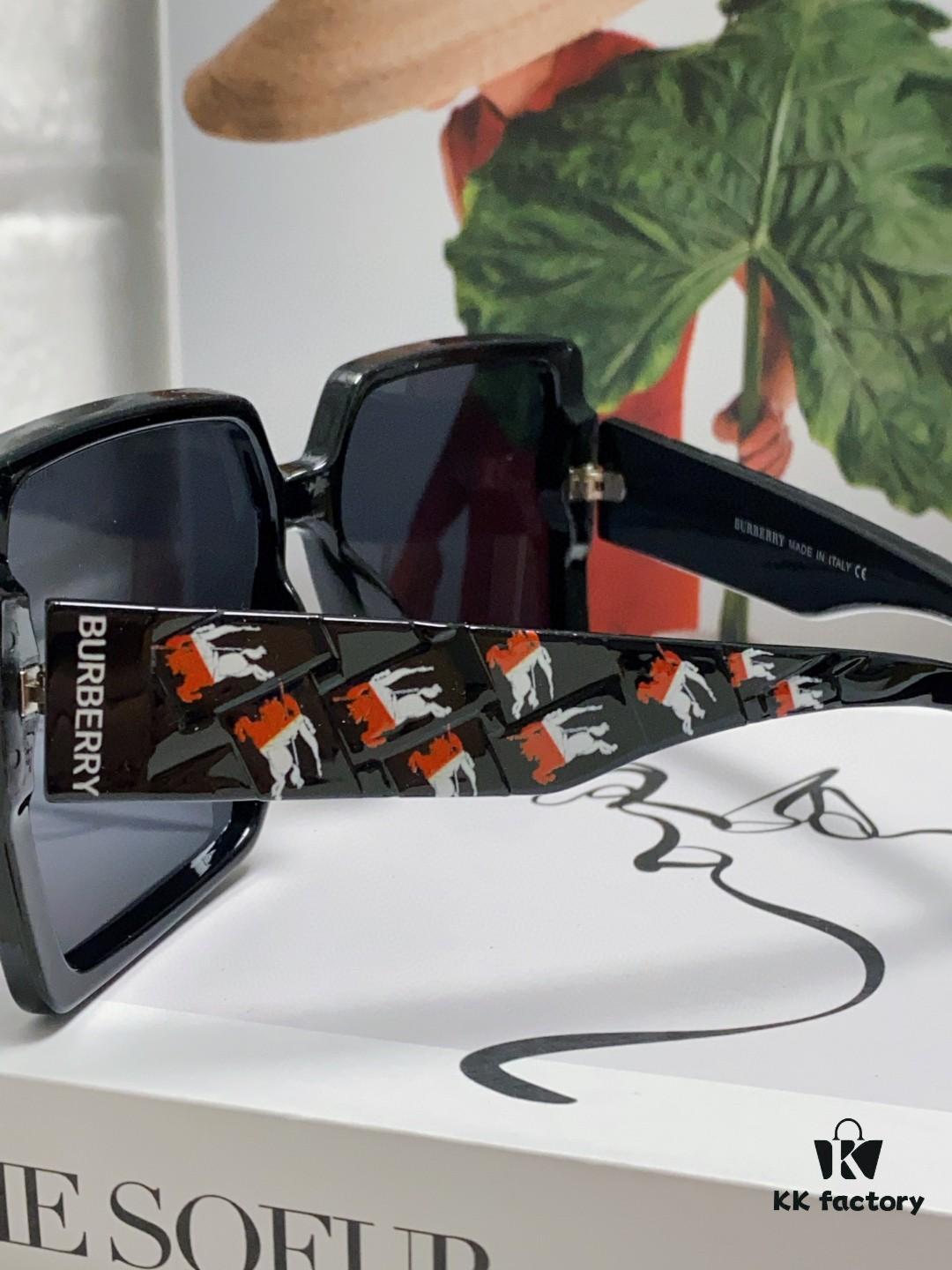 Burberry 2024 New Polarized Sunglasses for Women, Oversized Frame Flattering Face Shape, Sun Protection Shades Suitable for Round Faces, Driving Glasses