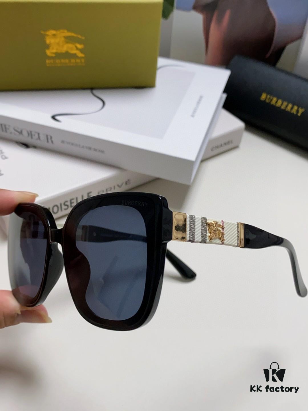 6931ad2bccd8ab3d7afa1706 Burberry 2024 New Korean-Style Oversized Wide-Leg Stylish Fast-Fashion Sunglasses Unisex Celebrity-Inspired Slimming Sun Glasses with Horse Logo and Classic Plaid Pattern