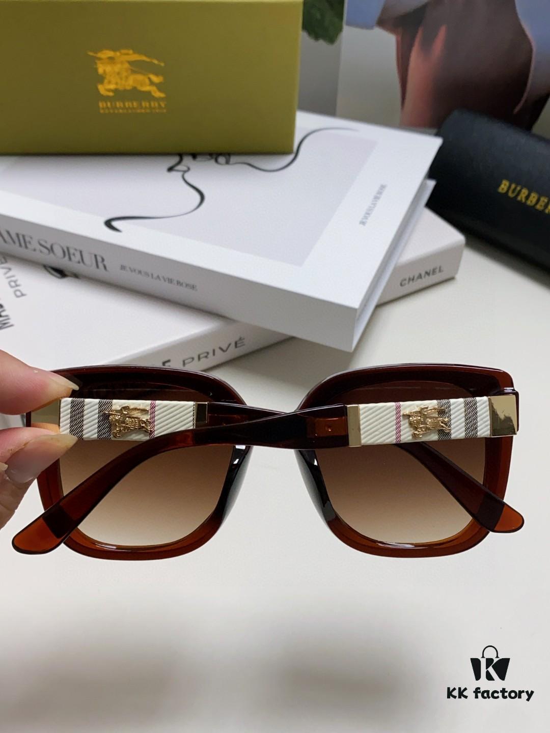 6931ad2dccd8ab3d7afa1723 Burberry 2024 New Korean-Style Oversized Wide-Leg Fashionable Fast-Moving Sunglasses Unisex Celebrity-Inspired Slimming Sun Glasses with Horse Logo and Classic Check Pattern