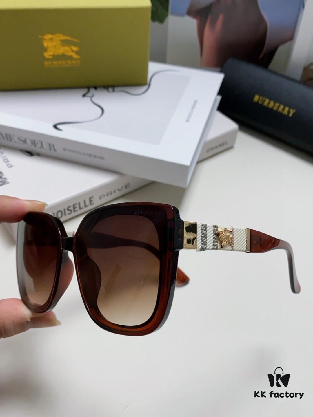 6931ad2dccd8ab3d7afa1724 Burberry 2024 New Korean-Style Oversized Wide-Leg Fashionable Fast-Moving Sunglasses Unisex Celebrity-Inspired Slimming Sun Glasses with Horse Logo and Classic Check Pattern