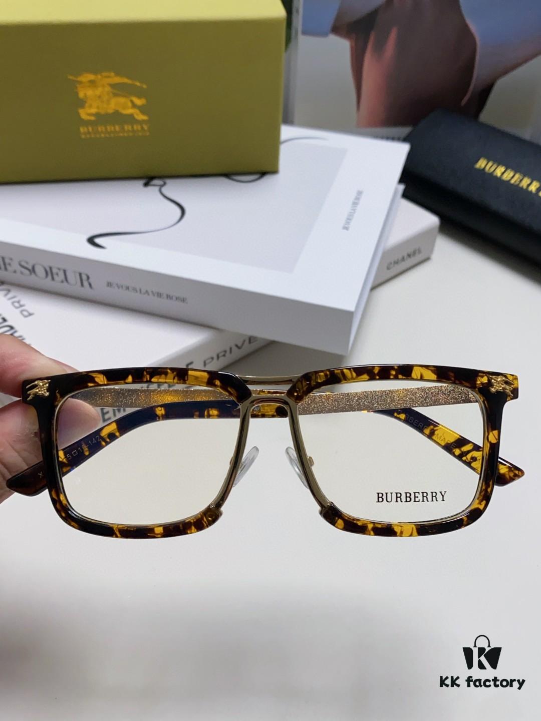 BURBERRY Full-Rim Metal Prescription Eyeglass Frame, Unisex Business Optical Glasses Frame Compatible with Sunglasses