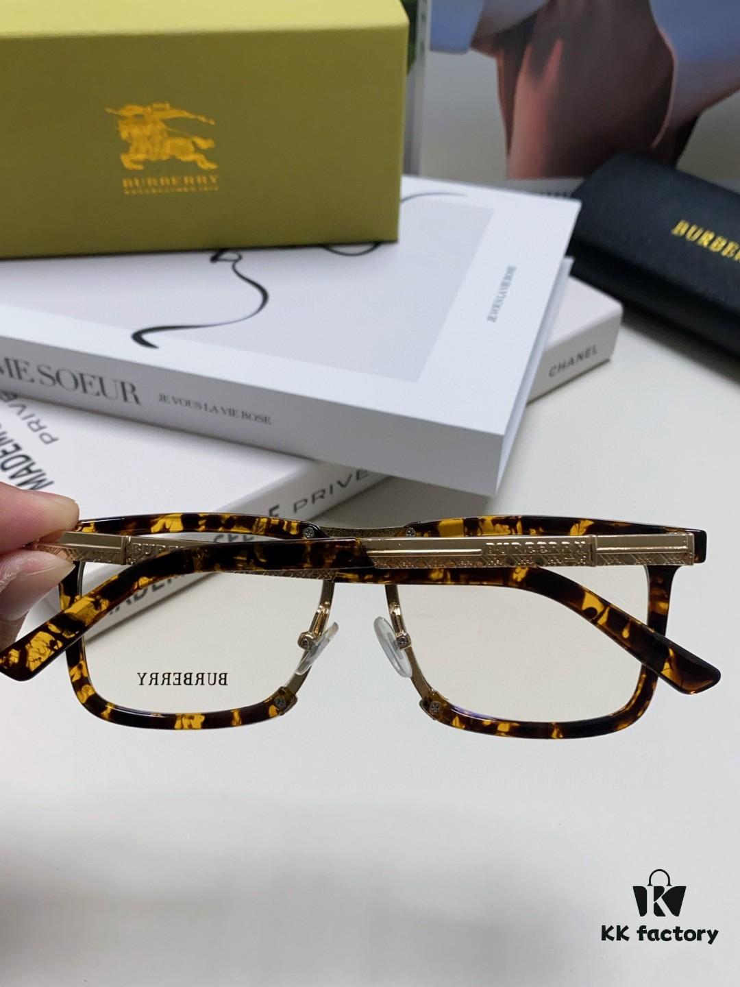 BURBERRY Full-Rim Metal Prescription Eyeglass Frame, Unisex Business Optical Glasses Frame Compatible with Sunglasses