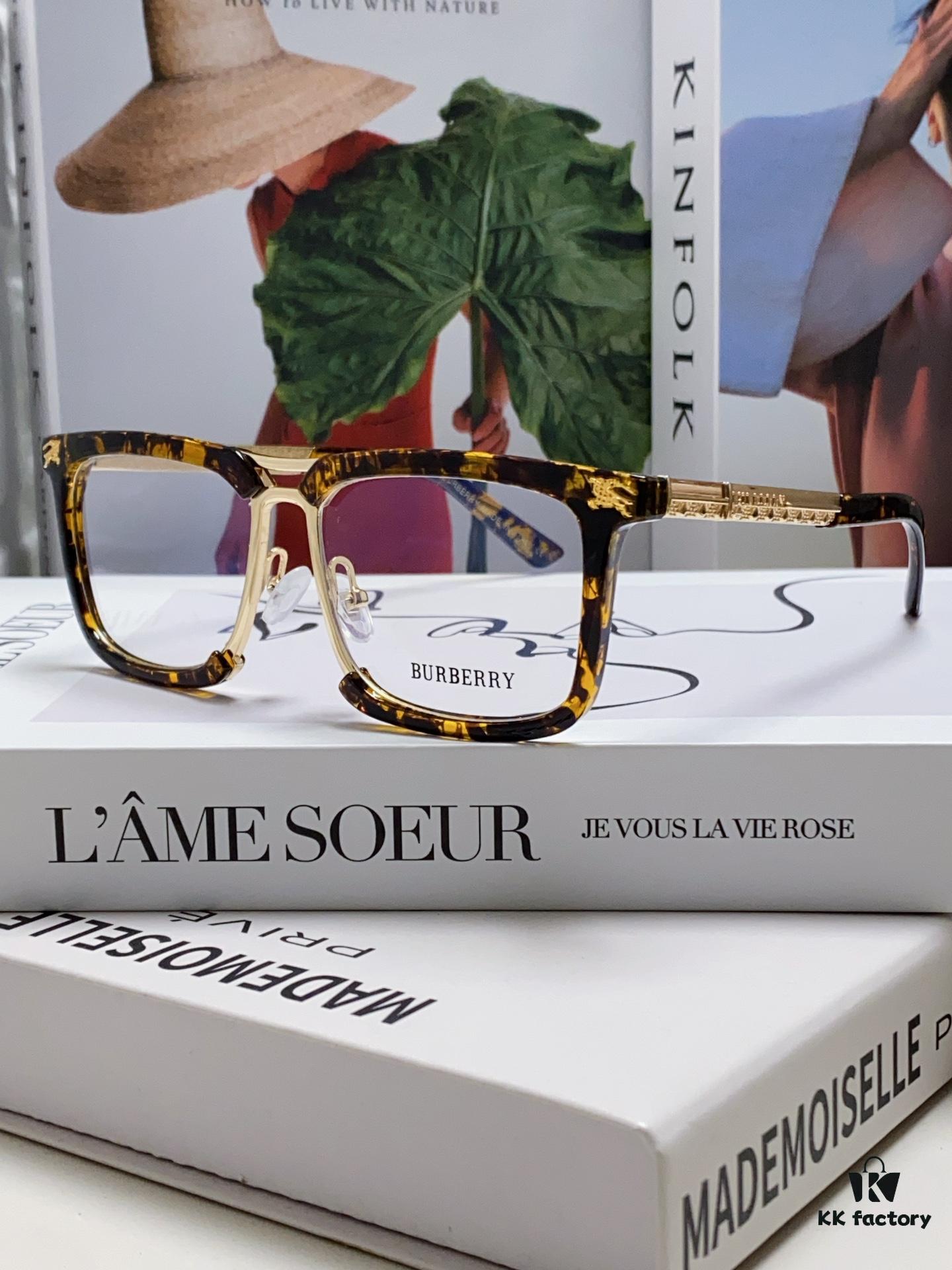 6931ad49ccd8ab3d7afa18c6 BURBERRY Full-Rim Metal Myopia Eyeglass Frame, Unisex Business Optical Glasses Frame Compatible with Prescription Lenses, Suitable for Eyeglasses or Sunglasses