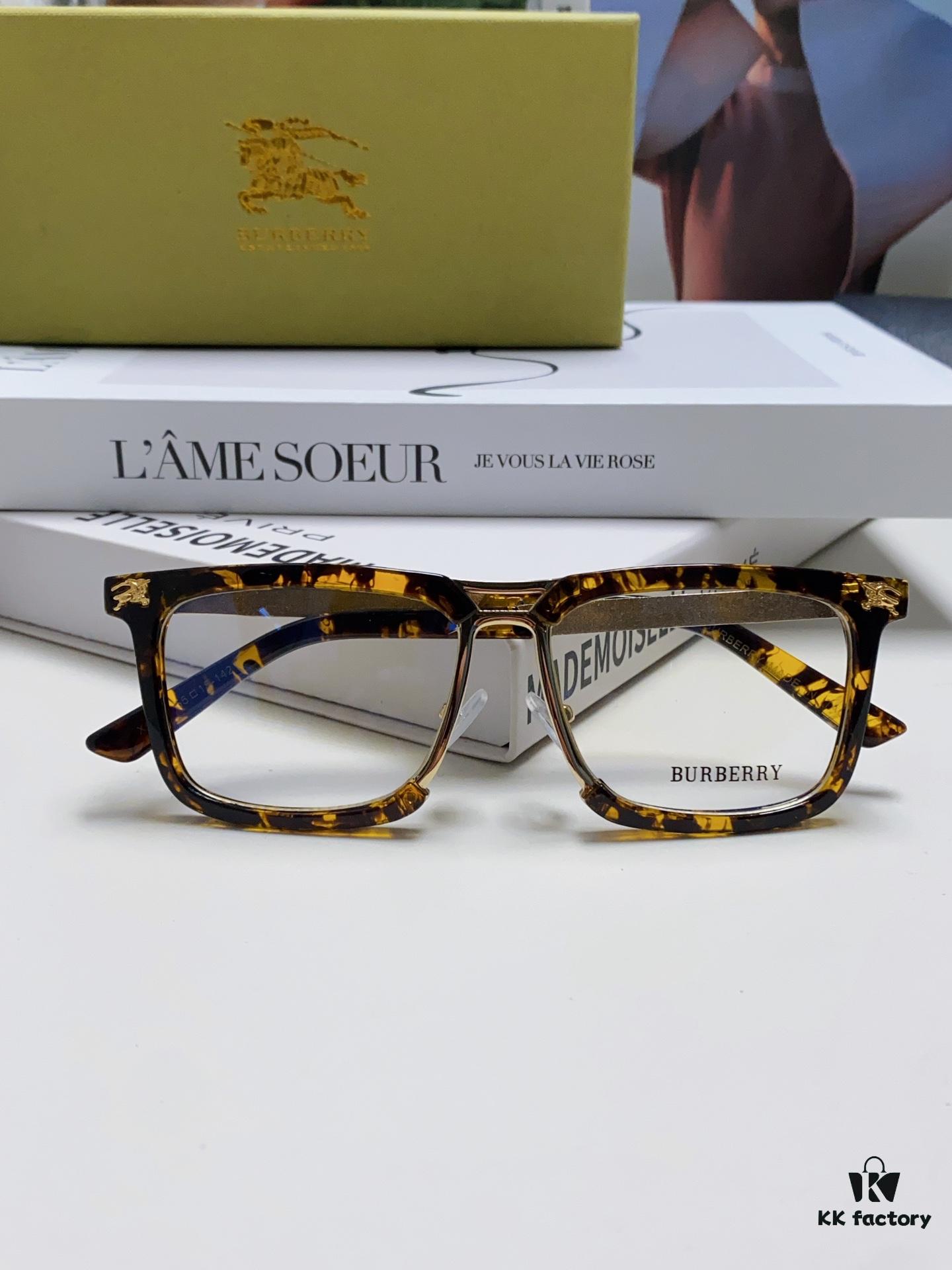 6931ad49ccd8ab3d7afa18cc BURBERRY Full-Rim Metal Myopia Eyeglass Frame, Unisex Business Optical Glasses Frame Compatible with Prescription Lenses, Suitable for Eyeglasses or Sunglasses