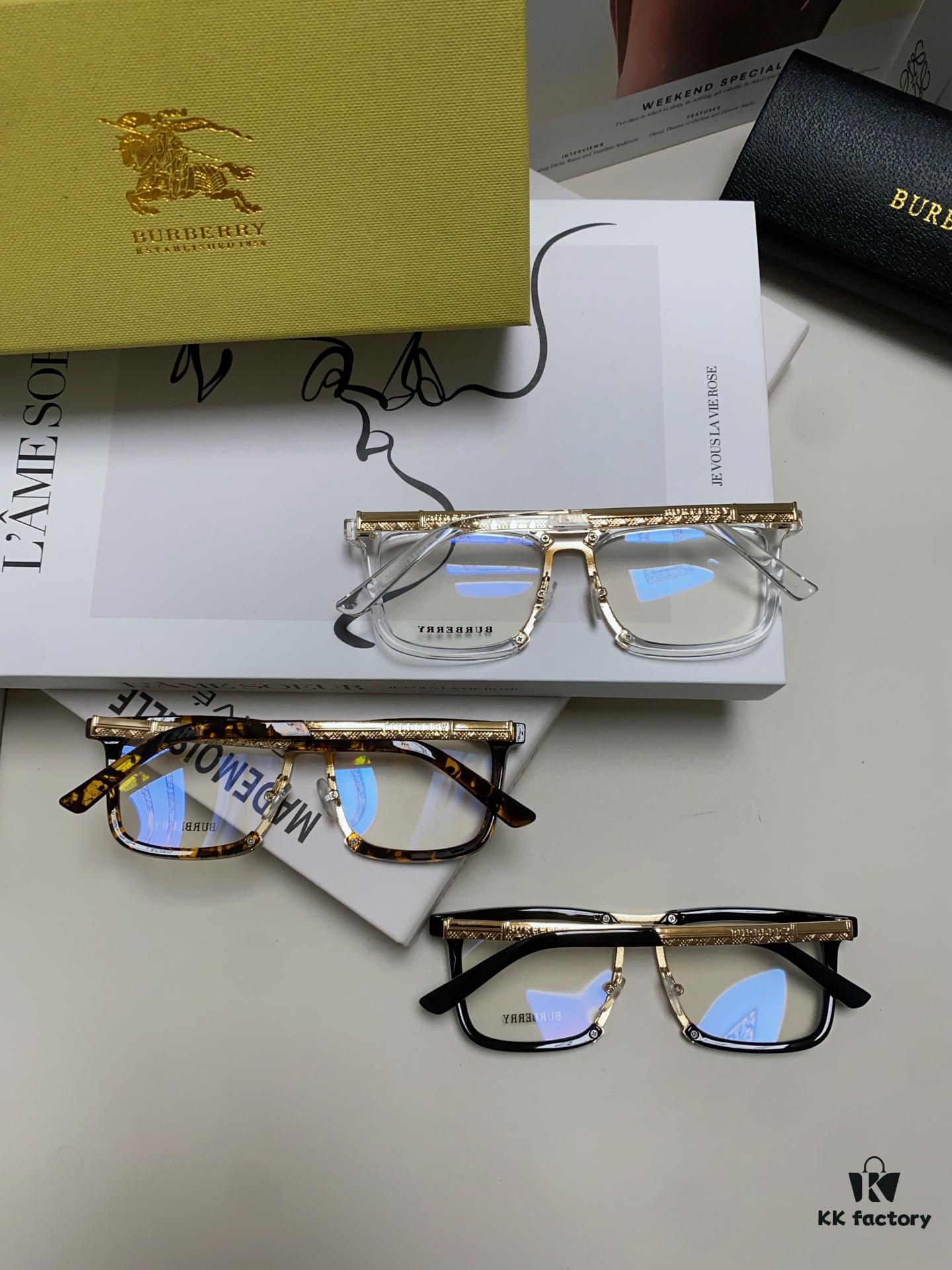 6931ad49ccd8ab3d7afa18ce BURBERRY Full-Rim Metal Myopia Eyeglass Frame, Unisex Business Optical Glasses Frame Compatible with Prescription Lenses, Suitable for Eyeglasses or Sunglasses