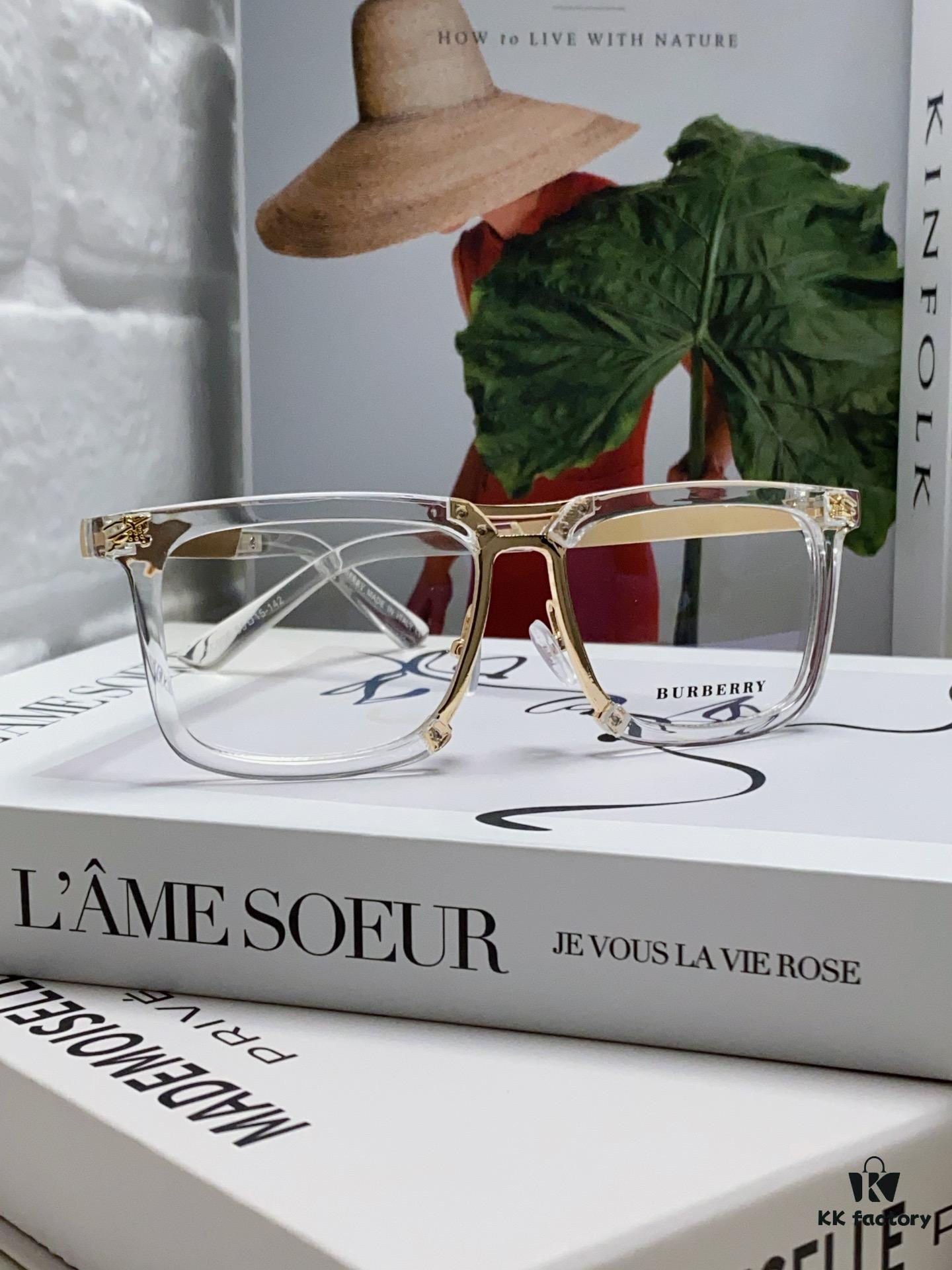 BURBERRY Full-Rim Metal Prescription Eyeglass Frame, Unisex Business Optical Glasses Frame