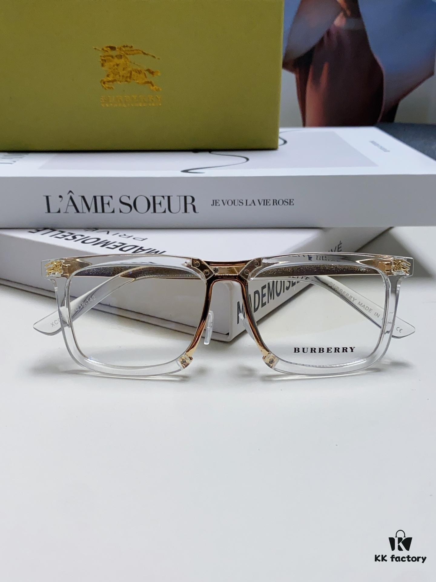BURBERRY Full-Rim Metal Prescription Eyeglass Frame, Unisex Business Optical Glasses Frame