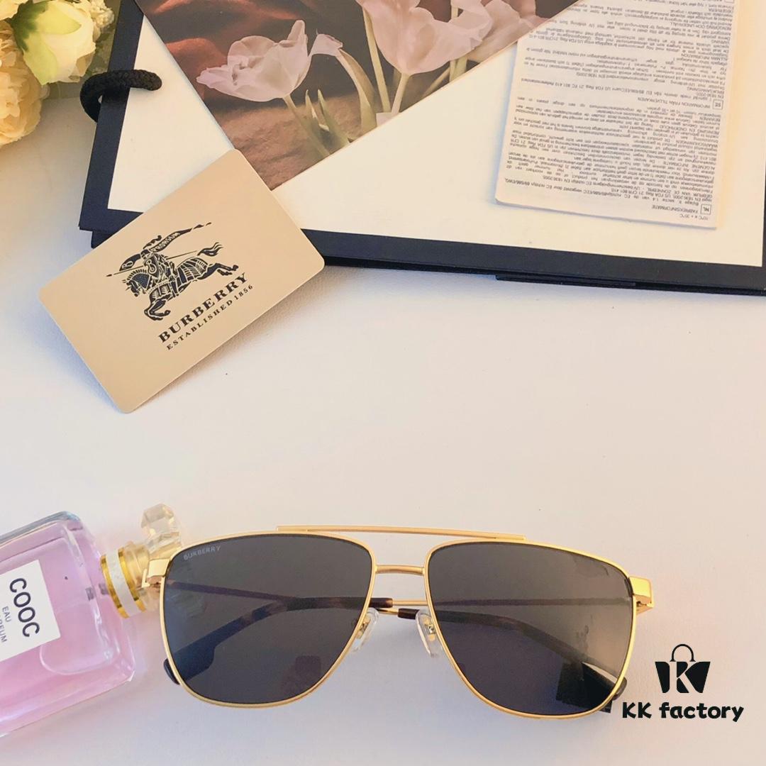 6931ad4bccd8ab3d7afa18de Burberry European and American Fashion Dual-Bridge Metal Men's Sunglasses, Trendy Pilot Shades for Street Photography and Driving
