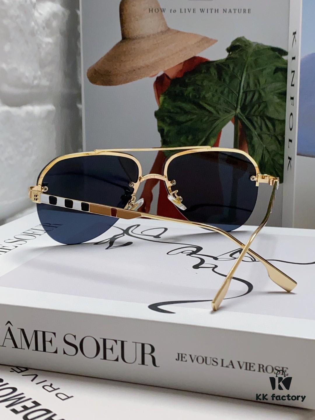6931ad51ccd8ab3d7afa193b Burberry Round Frame Sunglasses New One-Piece Pilot Shades Unisex Sun Glasses Celebrity Style Must-Have for Driving and Travel