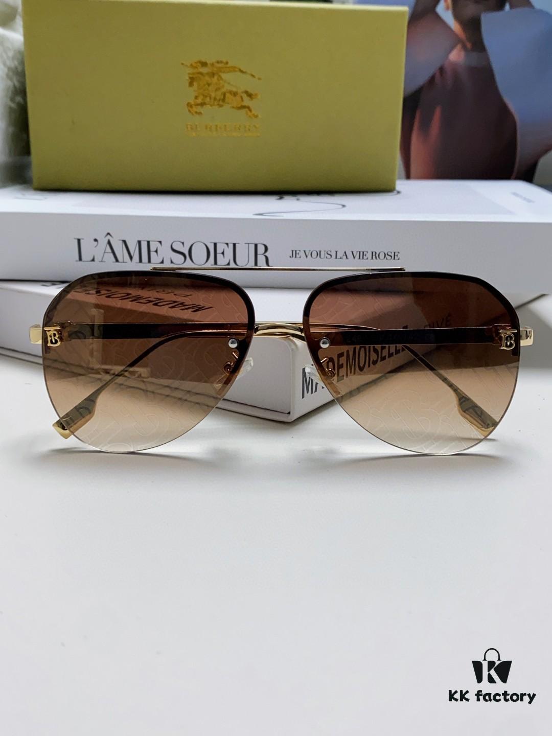 6931ad52ccd8ab3d7afa1953 Burberry Round-frame New One-piece Driving Sunglasses, Must-have for Travel, Popularized by Multiple Celebrities, Unisex Aviator Sun Glasses