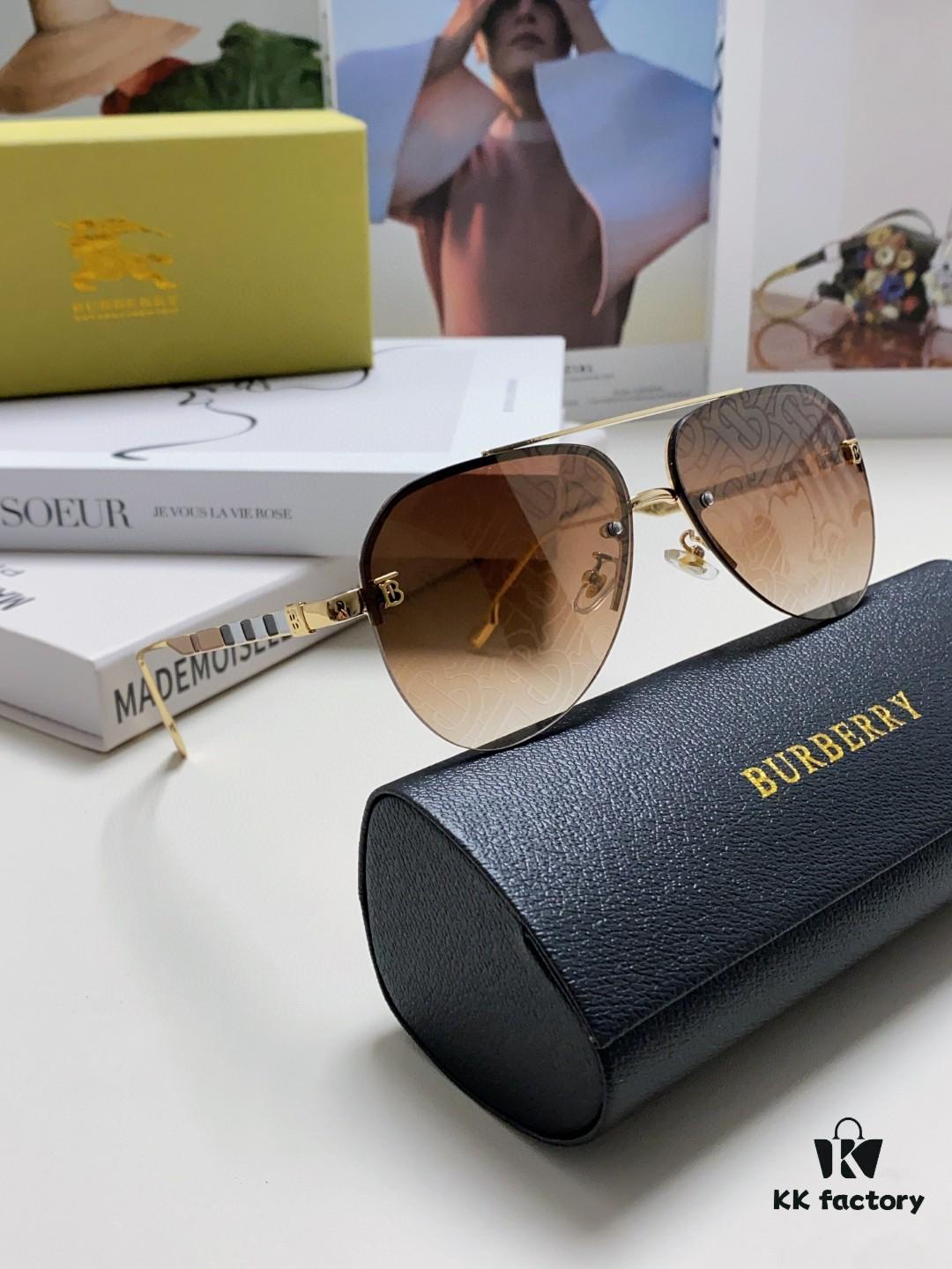 6931ad53ccd8ab3d7afa1954 Burberry Round-frame New One-piece Driving Sunglasses, Must-have for Travel, Popularized by Multiple Celebrities, Unisex Aviator Sun Glasses