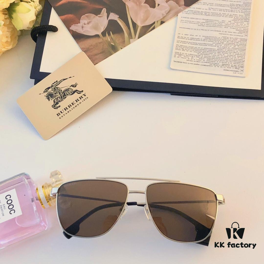 6931ad54ccd8ab3d7afa1965 Burberry Fashion Classic Double Bridge Pilot Sunglasses for Men, Fishing Driving UV Protection Metal Sunglasses