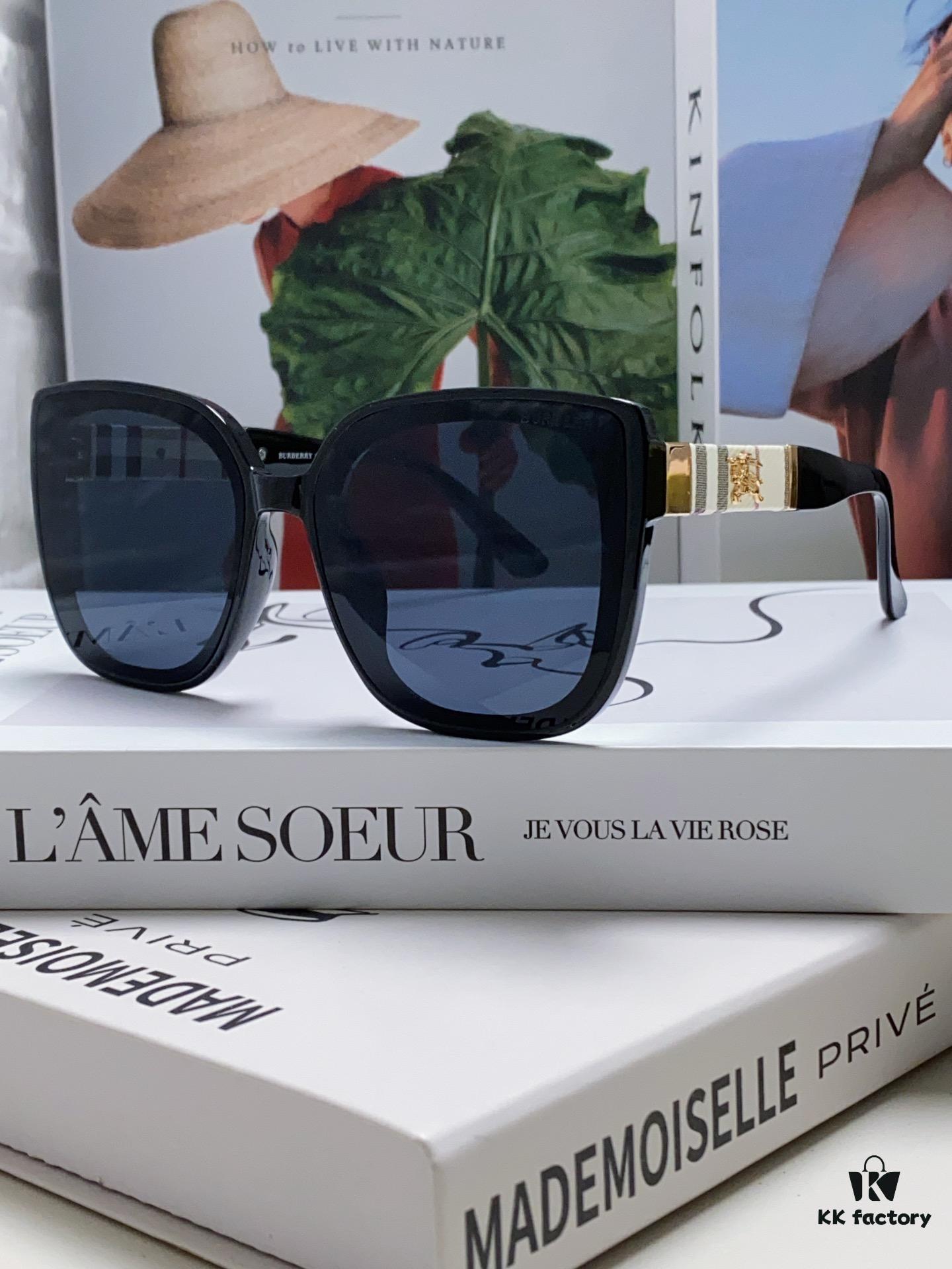 6931ad54ccd8ab3d7afa1969 Burberry 2024 New Korean-Style Oversized Wide-Leg Stylish Fast-Fashion Nobility Unisex Sunglasses, Slimming Trendy Sun Glasses with Horse Logo and Classic Check Pattern