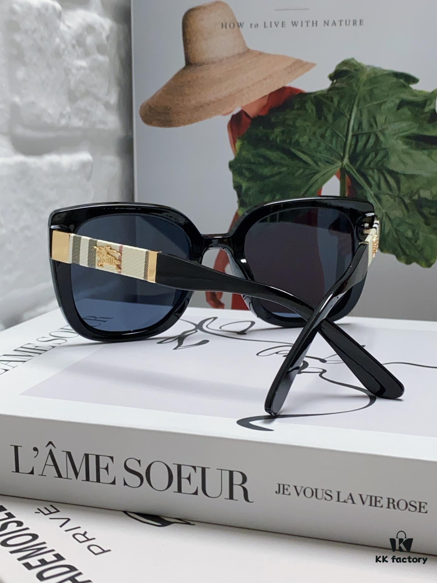 6931ad54ccd8ab3d7afa196b Burberry 2024 New Korean-Style Oversized Wide-Leg Stylish Fast-Fashion Nobility Unisex Sunglasses, Slimming Trendy Sun Glasses with Horse Logo and Classic Check Pattern