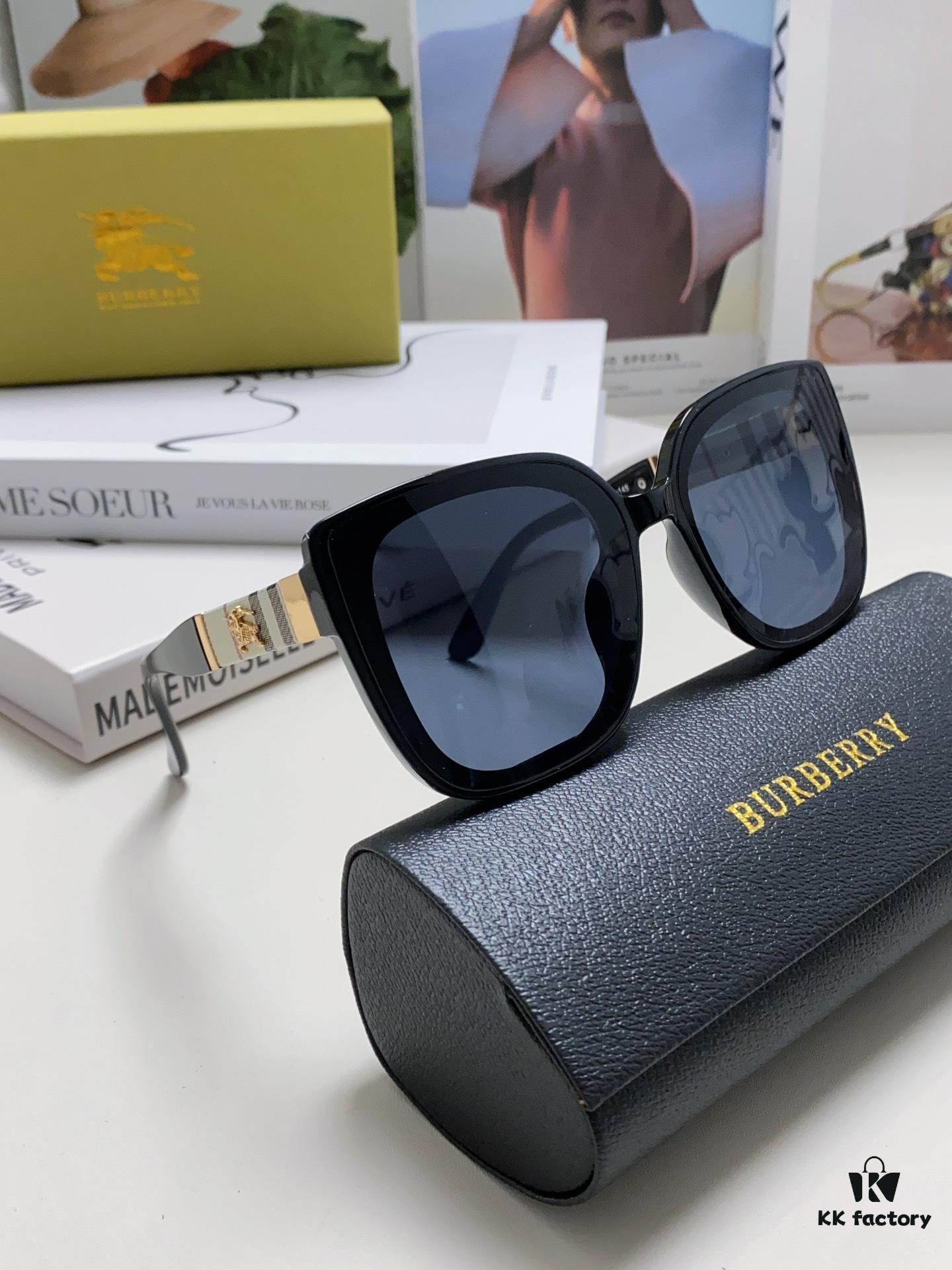 6931ad54ccd8ab3d7afa1970 Burberry 2024 New Korean-Style Oversized Wide-Leg Stylish Fast-Fashion Nobility Unisex Sunglasses, Slimming Trendy Sun Glasses with Horse Logo and Classic Check Pattern
