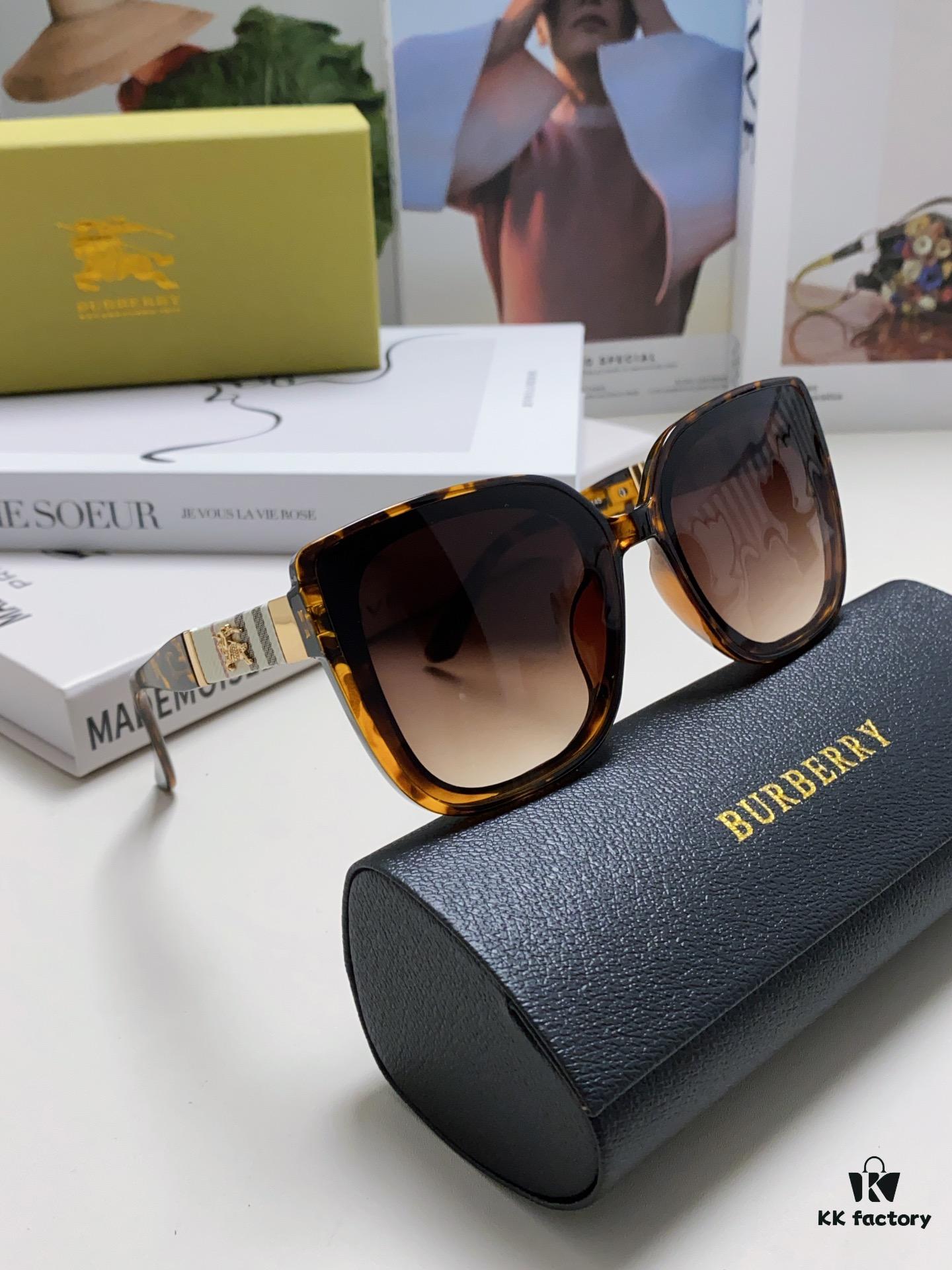 6931ad55ccd8ab3d7afa197a Burberry 2024 New Korean-Style Oversized Wide-Leg Fashionable Fast-Moving Sunglasses Unisex Celebrity-Inspired Slimming Sun Glasses with Horse Logo and Classic Check Pattern