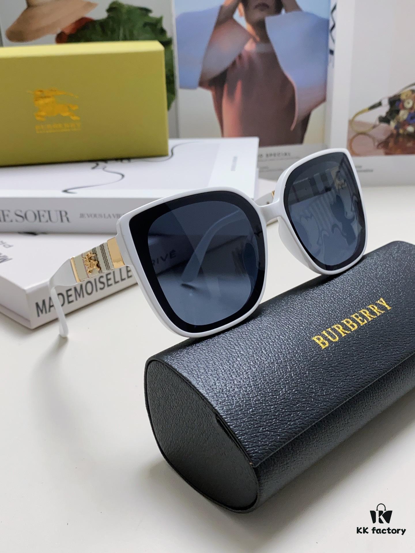 6931ad56ccd8ab3d7afa1983 Burberry 2024 New Korean-Style Oversized Wide-Leg Designer Sunglasses Unisex Celebrity-Inspired Slimming Sun Glasses with Horse Logo and Classic Plaid Pattern