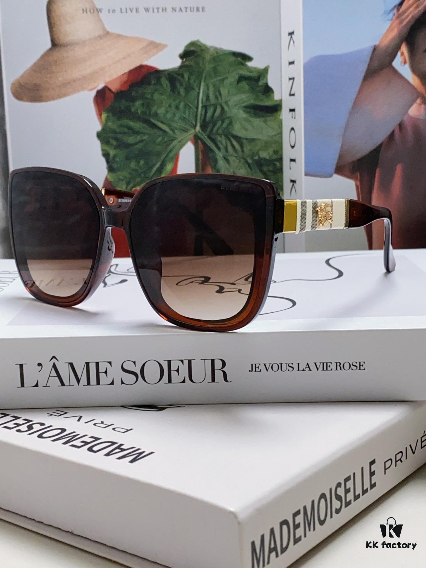 6931ad56ccd8ab3d7afa1985 Burberry 2024 New Korean-Style Oversized Wide-Leg Stylish Fast-Fashion Sunglasses Unisex Celebrity-Inspired Slimming Sun Glasses with Horse Logo and Classic Check Pattern